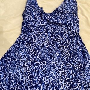 Jaclyn Smith BLUE Swimdress, SIZE 24W, Fully Lined, Animal Print.